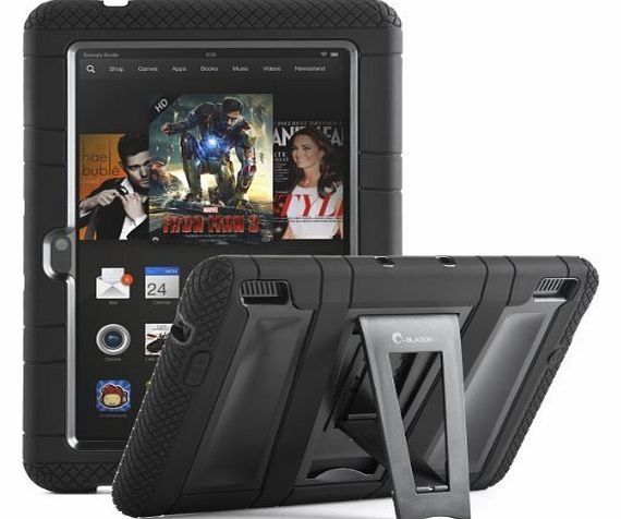 i-Blason Kindle Fire HDX 7 Inch Tablet ArmorBox 2 Layer Convertible [Hybrid] Full-Body Protection KickStand Case with Built-in Screen Protector for Kids Friendly (Black)